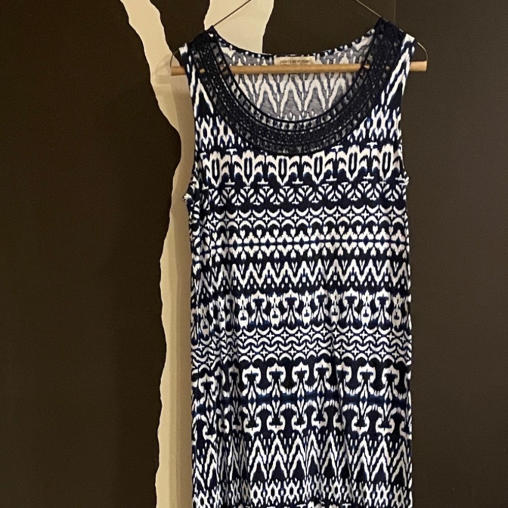 Jones New York Navy and White Geometric Maxi Dress